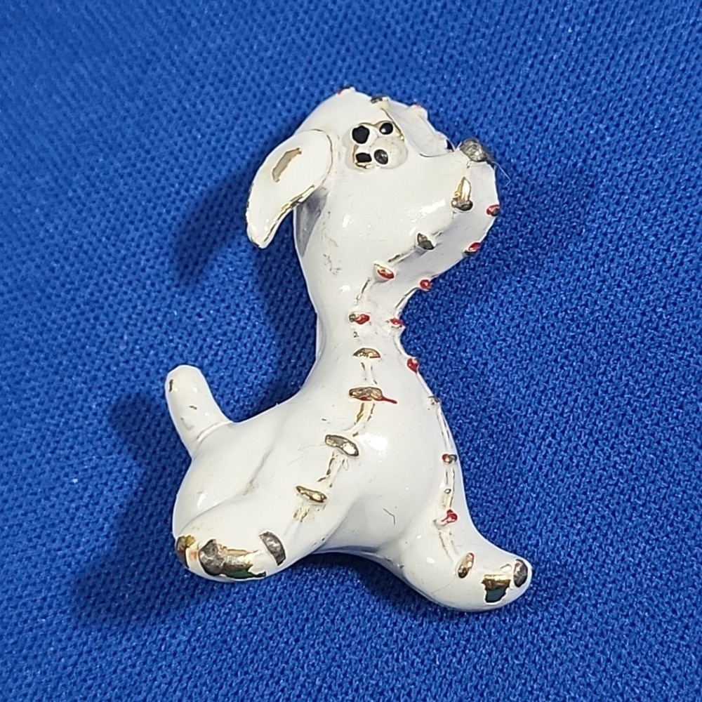 Vintage Puppy Dog Brooch Pin Depicts Stitched Stuffed Toy